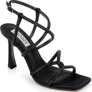 Badgley Mischka Stiletto 5 Black Brooke Strappy Bejeweled NWT $245 Evening